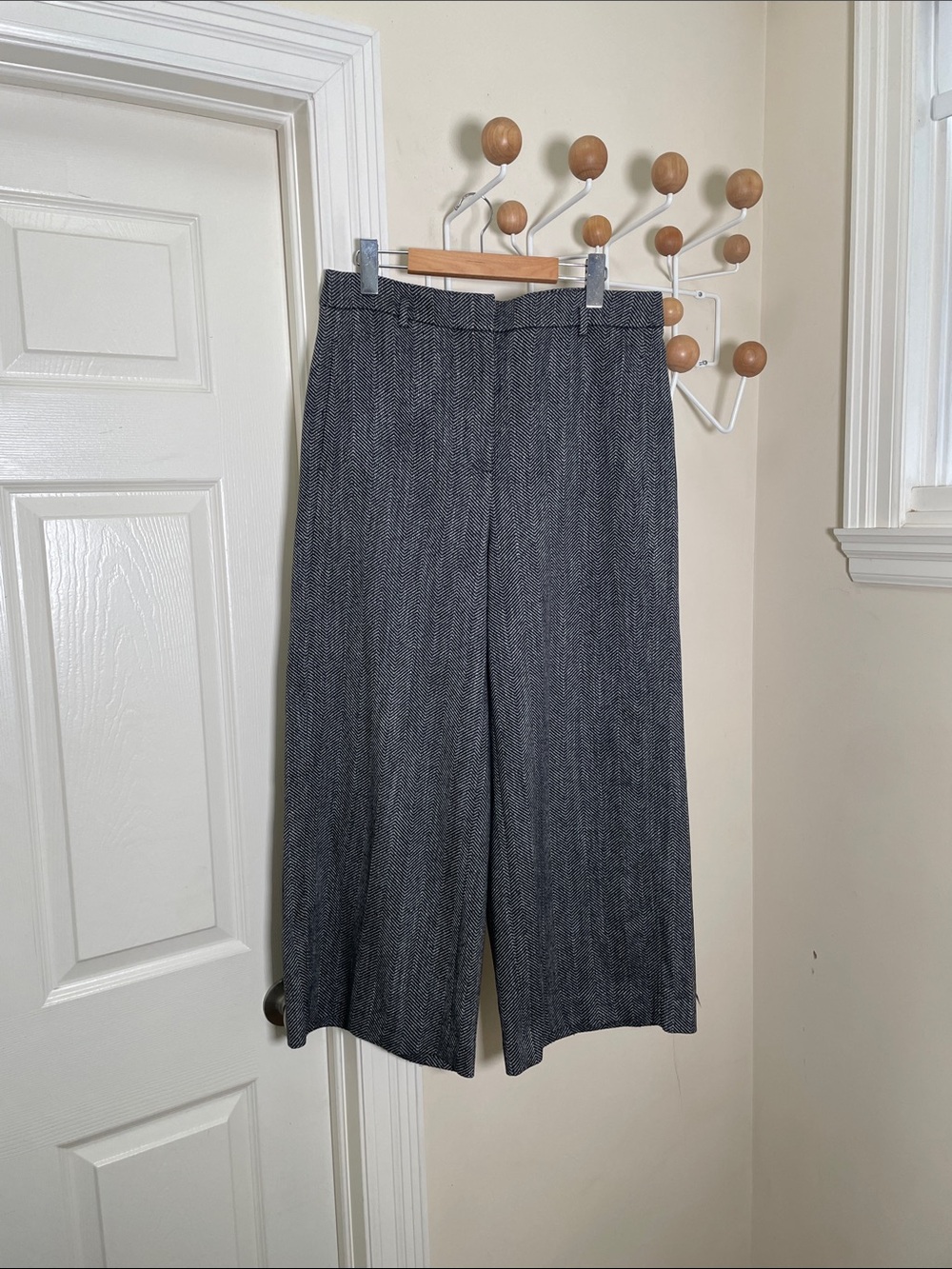 Ann Taylor Wide-Leg Dress Pants Charcoal Herringbone Black / White - 10